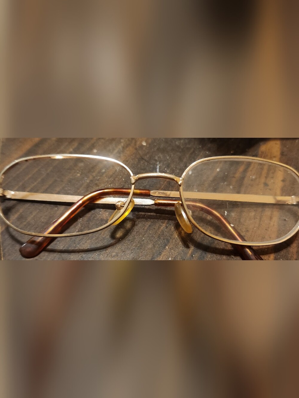 Gold Metal Frame Reading Glasses with Brown Temple Tips - Unbranded